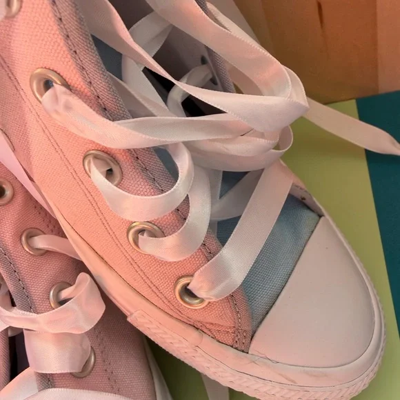 Converse All Stars Light Pink & Blue High-Top Sneakers - Picture 5 of 15